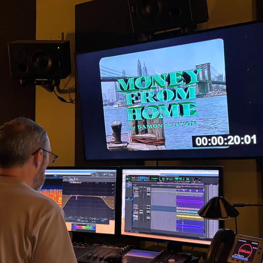 While we are doing our painstaking shot by shot image restoration of MONEY FROM HOME, Charlotte Barker, Director of Film Preservation and Restoration at Paramount Pictures, has been working with Blake Teuscher at Deluxe Audio on the sound restoration. Utilizing the original 1953 mono optical track 35mm negative, the audio will sound better than ever before. Look for a 3-D Blu-ray release of this incredible restoration from our good friends at Kino Lorber Studio Classics later this year!