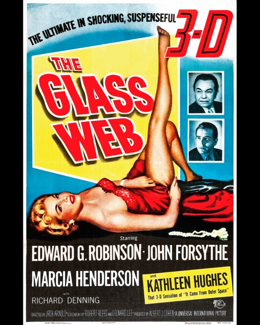 I am delighted to announce that we have finished our restoration work on Jack Arnold's widescreen 3-D classic, THE GLASS WEB. Digital files have been sent to our authoring facility and Kino Lorber is coordinating with the participants on the commentary track. Look for the pre-order announcement from Kino in the very near future!