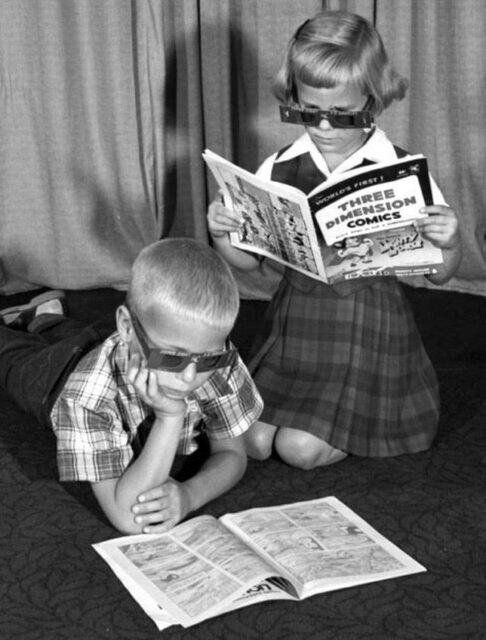 Here’s what all the kiddies were doing 73 years ago. You can celebrate the anniversary of the worlds first 3-D comic book with our next exciting project. Going live on Kickstarter July 7!￼!￼ 

https://www.kickstarter.com/projects/1912346019/the-great-golden-age-of-3-d-comics