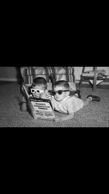 Here’s what all the kiddies were doing 73 years ago. You can celebrate the anniversary of the worlds first 3-D comic book with our next exciting project. Going live on Kickstarter July 7!￼!￼ 

https://www.kickstarter.com/projects/1912346019/the-great-golden-age-of-3-d-comics