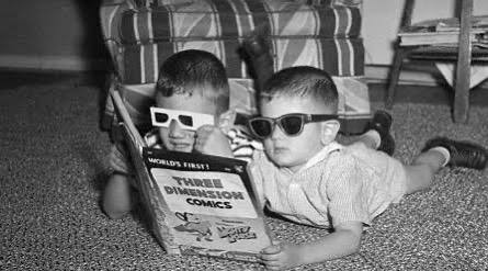 Here’s what all the kiddies were doing 73 years ago. You can celebrate the anniversary of the worlds first 3-D comic book with our next exciting project. Going live on Kickstarter July 7!￼!￼ 

https://www.kickstarter.com/projects/1912346019/the-great-golden-age-of-3-d-comics