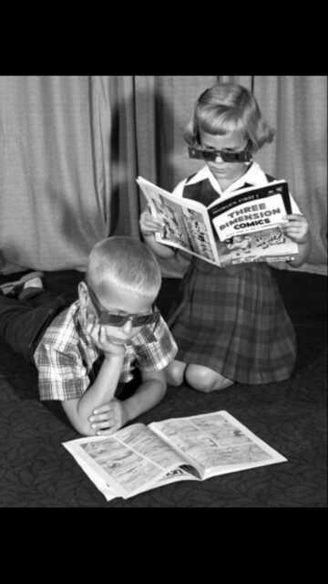 Here’s what all the kiddies were doing 73 years ago. You can celebrate the anniversary of the worlds first 3-D comic book with our next exciting project. Going live on Kickstarter July 7!￼!￼ 

https://www.kickstarter.com/projects/1912346019/the-great-golden-age-of-3-d-comics