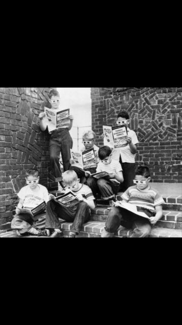 Here’s what all the kiddies were doing 73 years ago. You can celebrate the anniversary of the worlds first 3-D comic book with our next exciting project. Going live on Kickstarter July 7!￼!￼ 

https://www.kickstarter.com/projects/1912346019/the-great-golden-age-of-3-d-comics